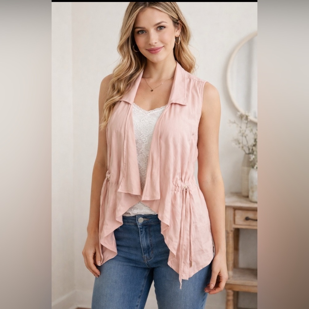 Pink vest over shirt Altar’d State size S woman’s